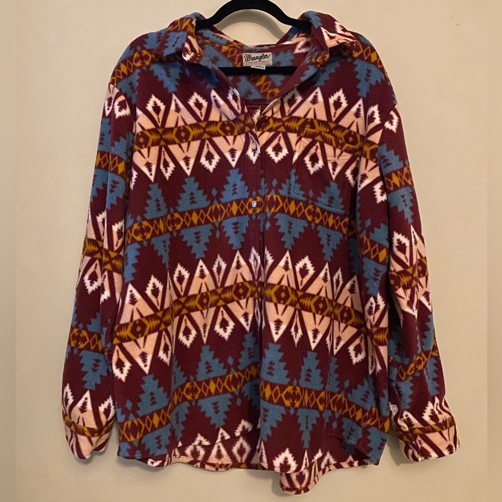 Wrangler Rancher Long Sleeve Fleece Button Up size XL